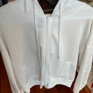 White Zip up hoodie